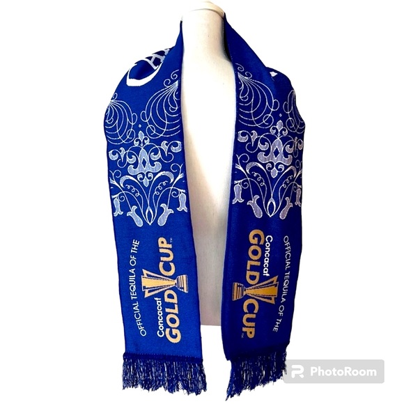 NEW Familia CAMARENA TEQUILA Reversible SCARF Blue CONCACAF Gold Cup 66” - Picture 1 of 4